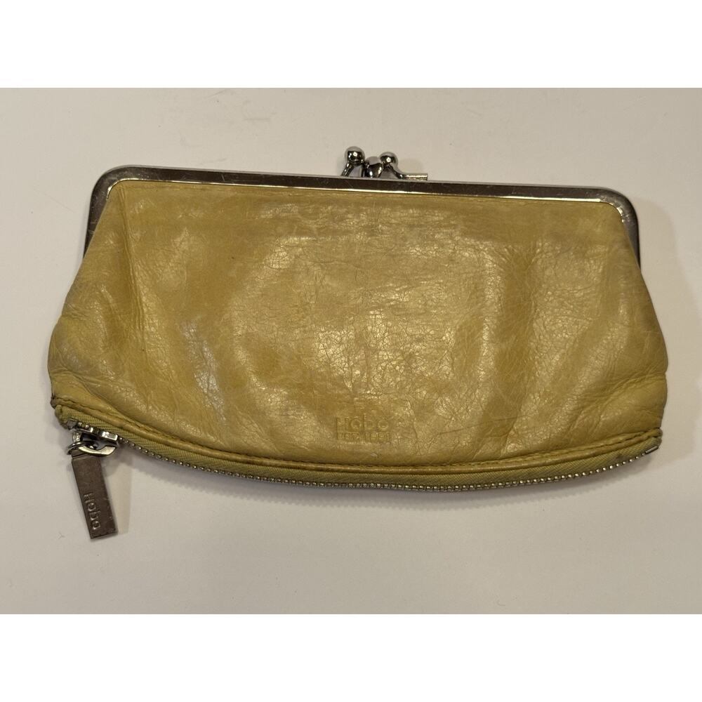 Hobo Millie Leather Clutch Wallet Coin Purse Green Patina Used Worn Broken In